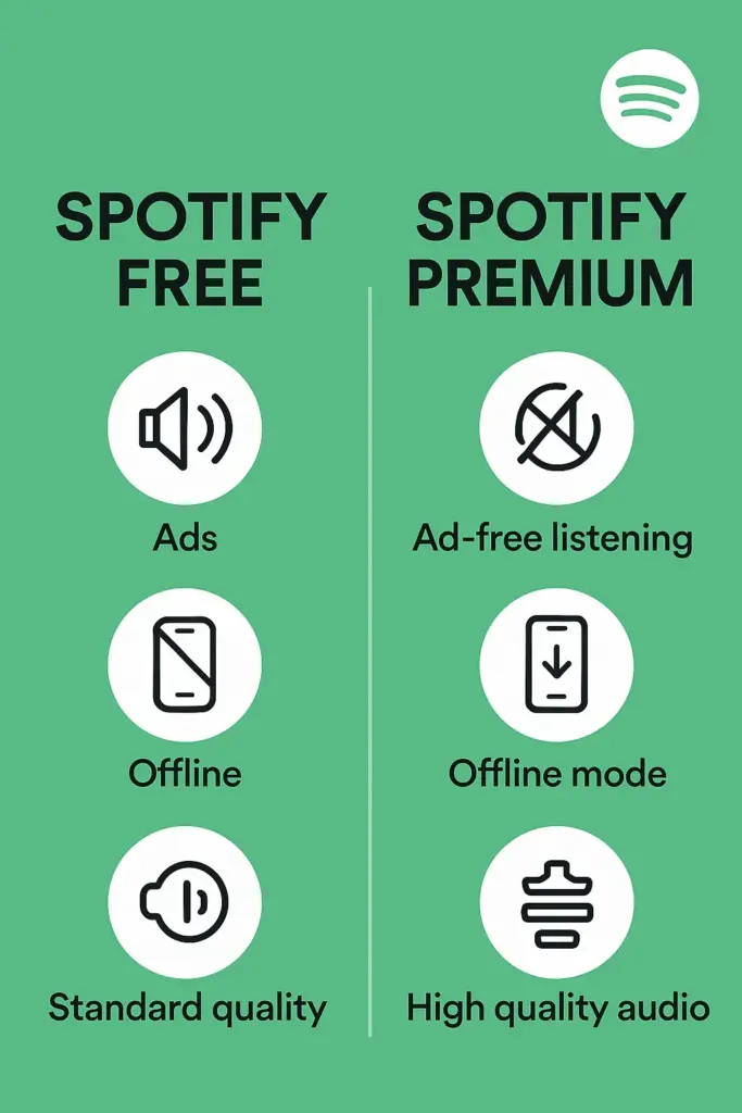 Spotify Free vs Premium infographic 2025